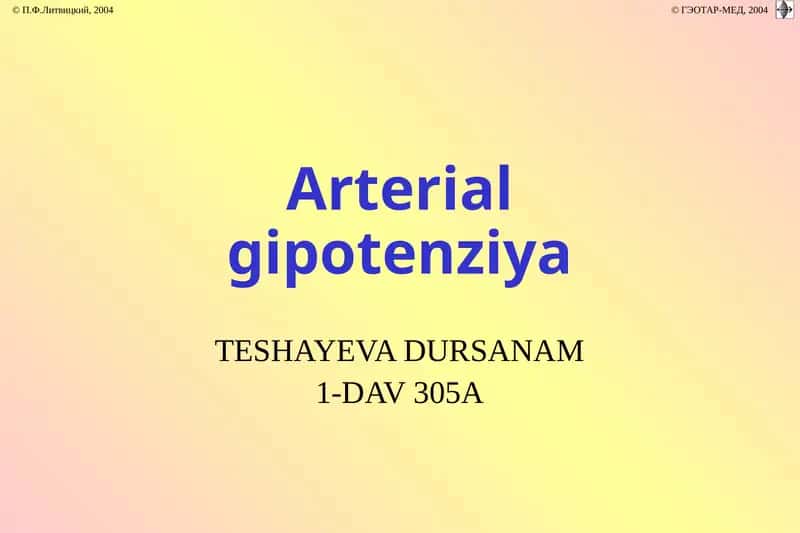 Arterialgipotenziya