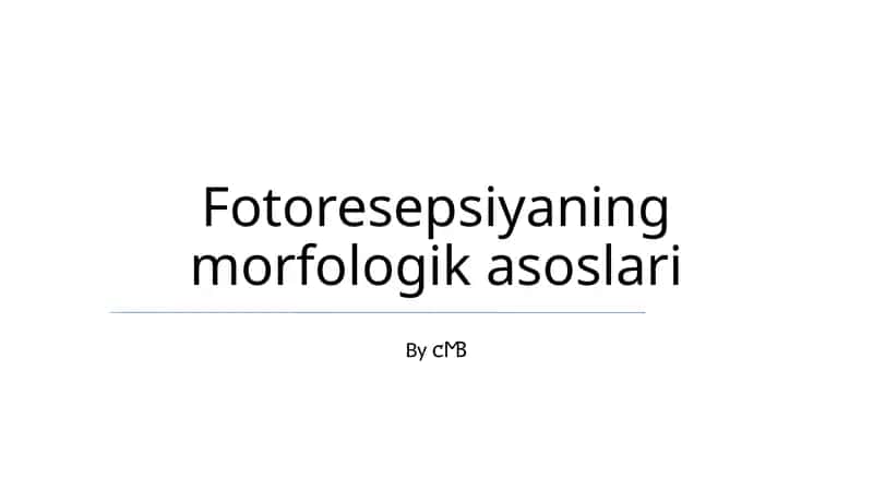 Fotoresepsiyaning morfologik asoslari