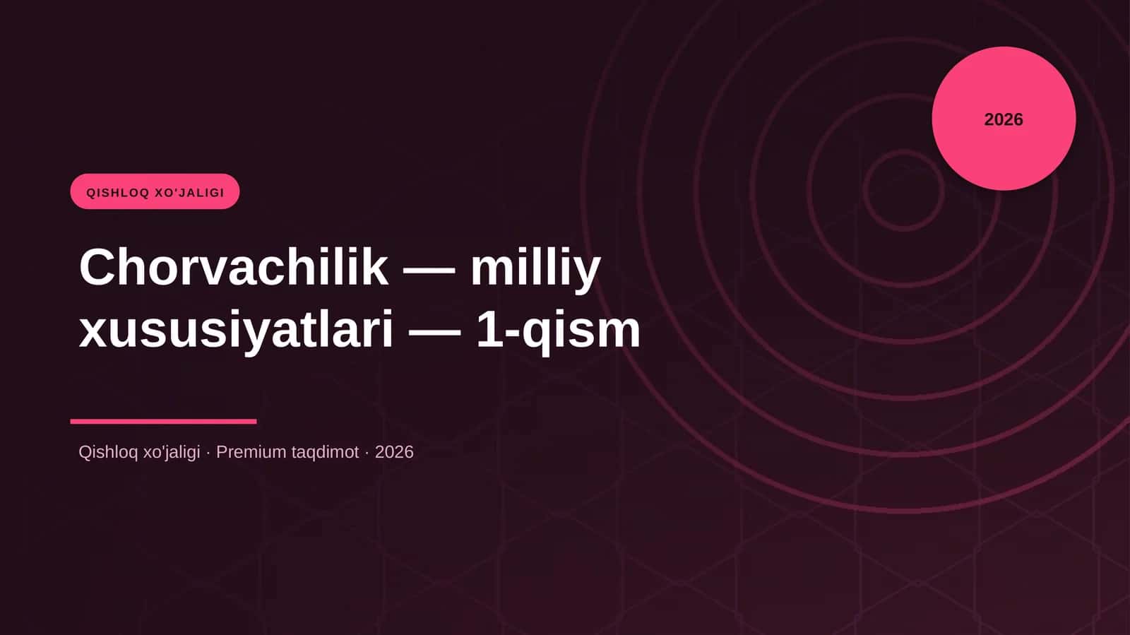 Chorvachilik — milliy xususiyatlari — 1-qism