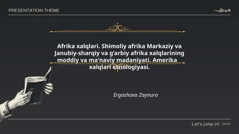 Afrika xalqlari. Shimoliy afrika Markaziy va Janubiy-sharqiy va g‘arbiy afrika xalqlarining moddiy va ma'naviy madaniyati. Amerika xalqlari etnologiyasi.