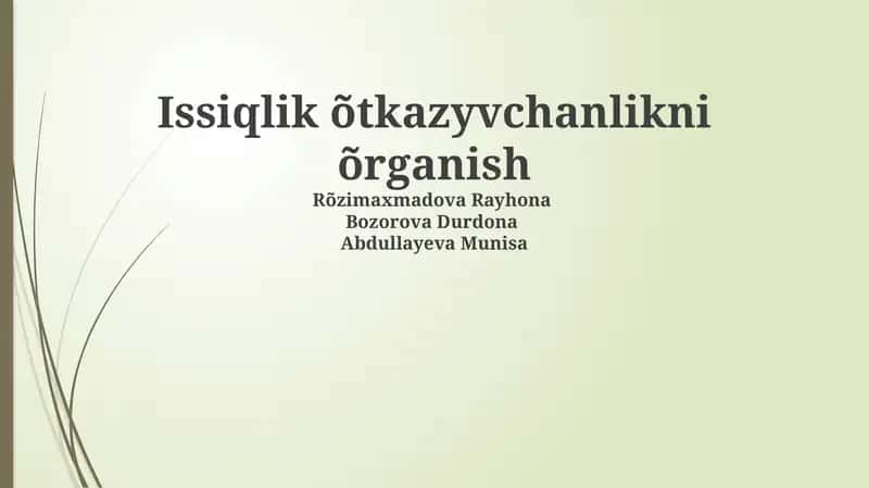 Issiqlik o'tkazuvchanligi