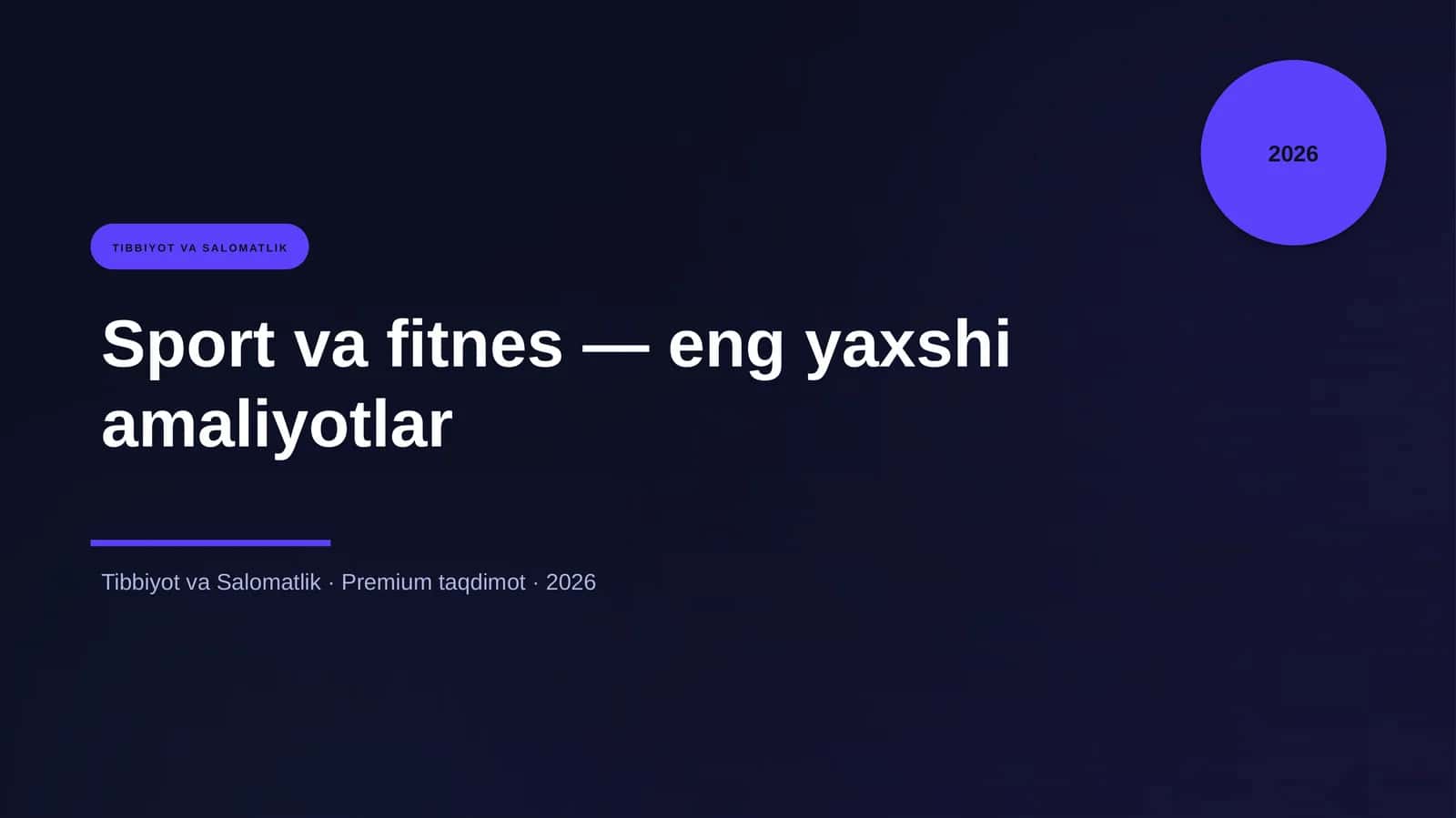 Sport va fitnes — eng yaxshi amaliyotlar