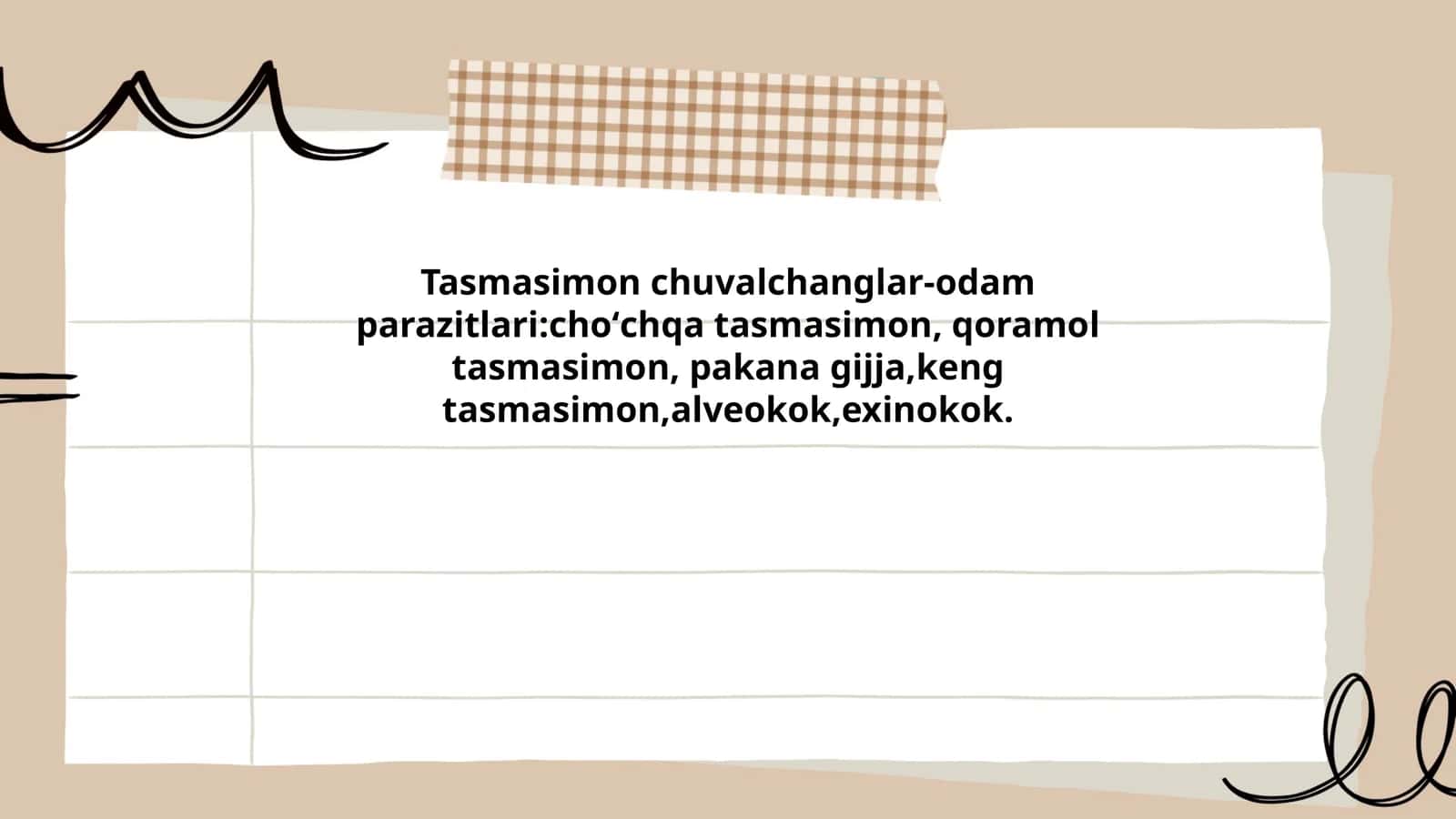 Tasmasimon chuvalchanglar-odam parazitlari