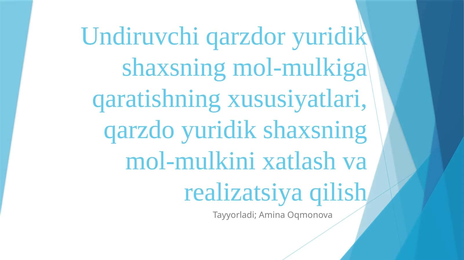 Undiruvchi qarzdor yuridik shaxsning mol-mulkiga qaratishning xususiyatlari, qarzdor yuridik shaxsning mol-mulkini xatlash va realizatsiya qilish