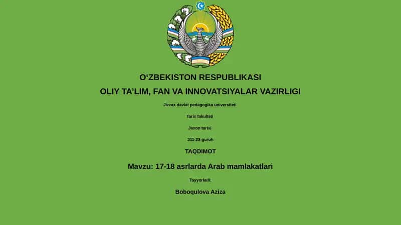17-18 asrlarda Arab mamlakatlari
