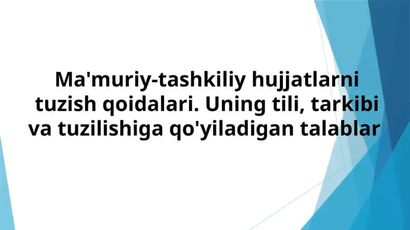 Ma'muriy-tashkiliy hujjatlar
