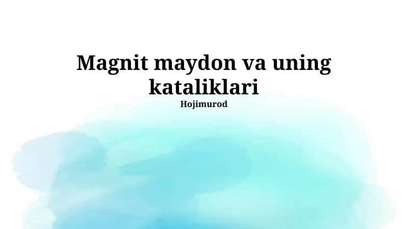 Magnit maydon va uning kataliklari