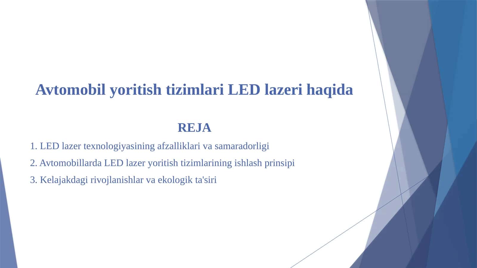 Avtomobil yoritish tizimlari LED lazeri haqida