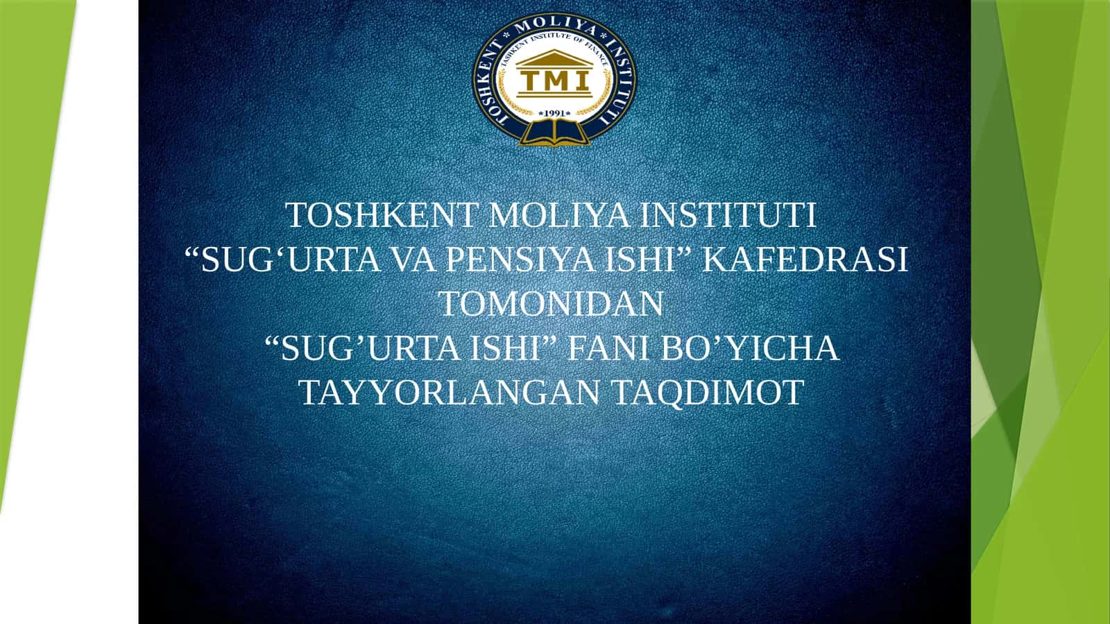 SUG’URTA MAXSULOTINI YARATISH VA SOTISH TEXNOLOGIYALARI