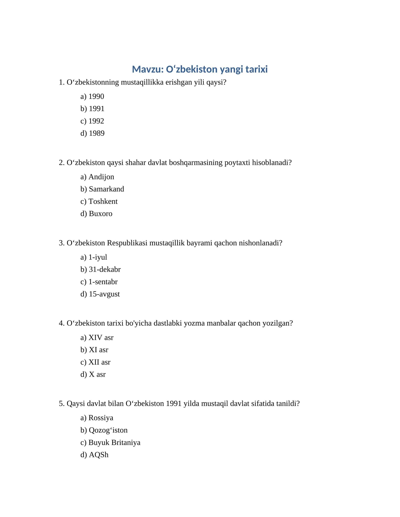 Oʻzbekiston yangi tarixi