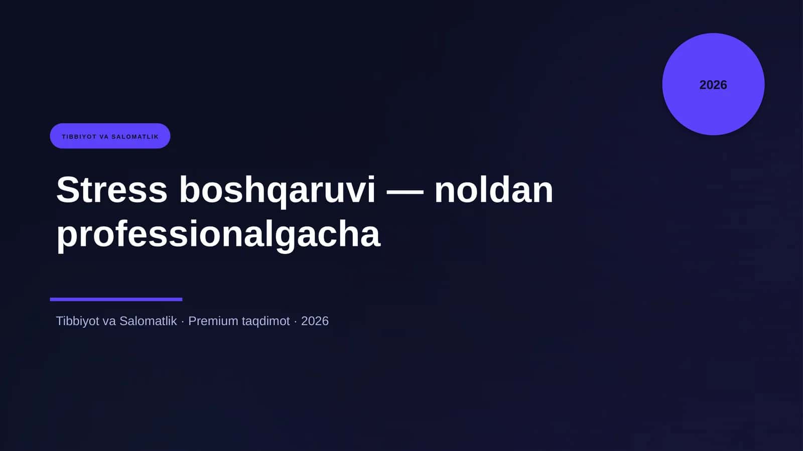 Stress boshqaruvi — noldan professionalgacha