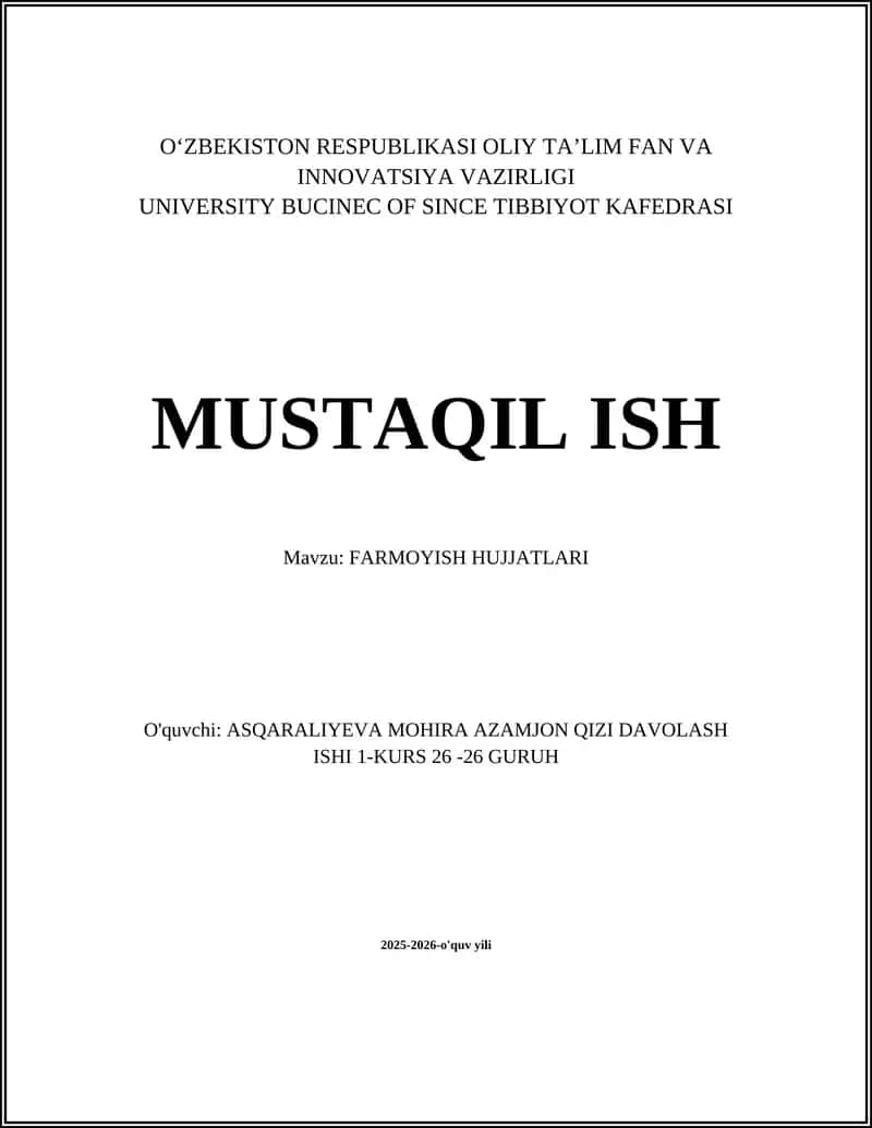 FARMOYISH HUJJATLARI