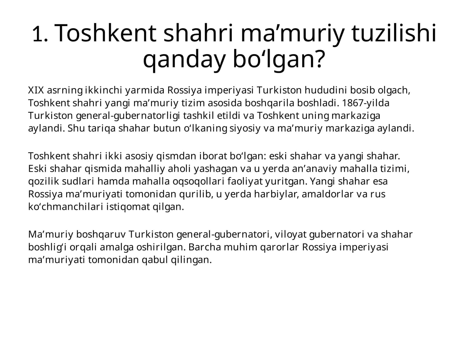 Toshkent shahri ma’muriy tuzilishi