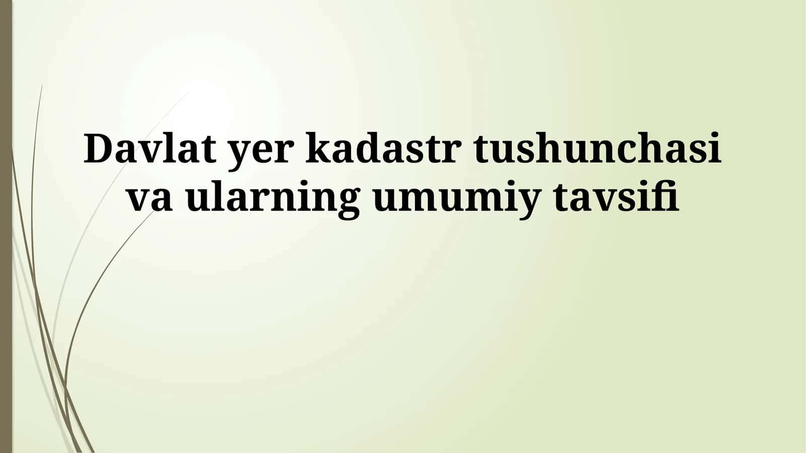 Davlat yer kadastr tushunchasi va ularning umumiy tavsifi