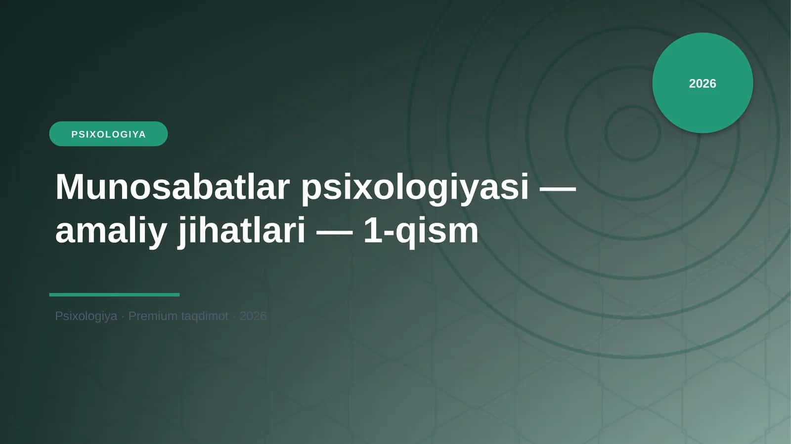 Munosabatlar psixologiyasi — amaliy jihatlari — 1-qism