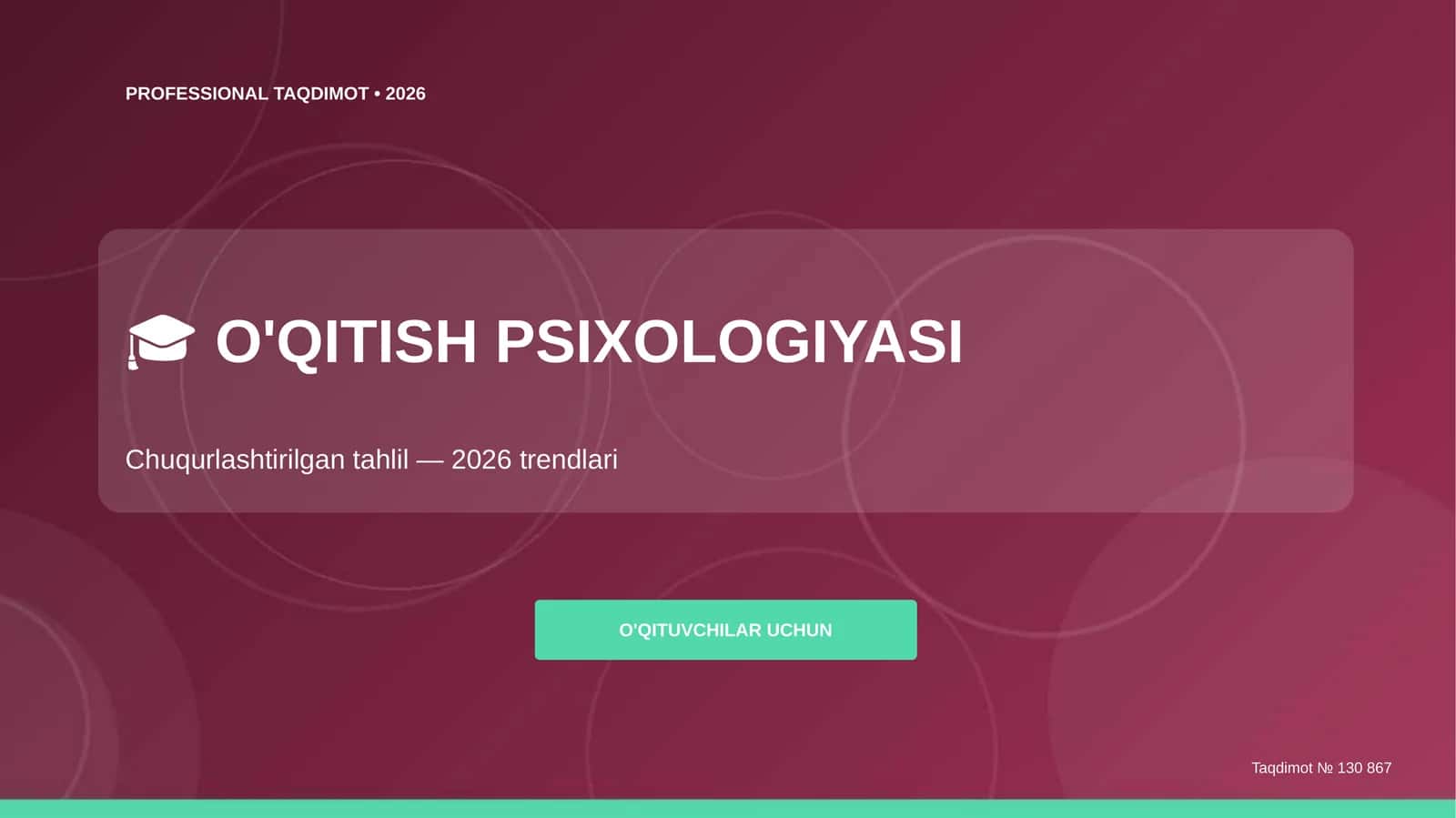 O'QITISH PSIXOLOGIYASI