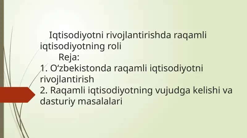 Iqtisodiyotni rivojlantirishda raqamli iqtisodiyotning roli