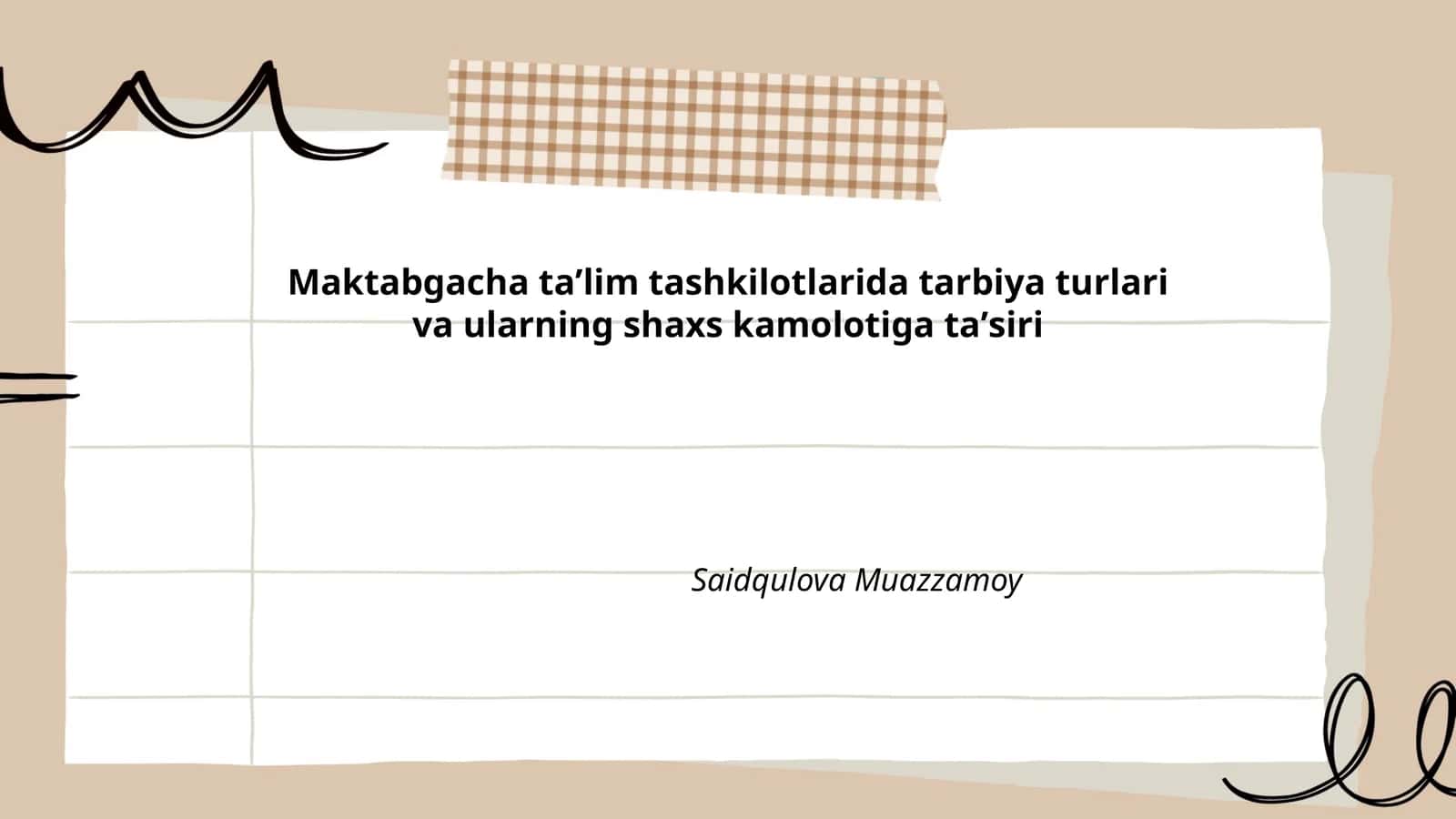 Maktabgacha ta'limda axloqiy tarbiya