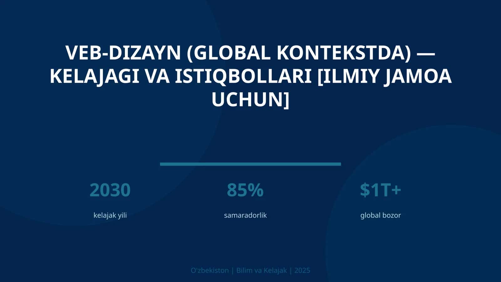 VEB-DIZAYN (GLOBAL KONTEKSTDA) — KELAJAGI VA ISTIQBOLLARI [ILMIY JAMOA UCHUN]