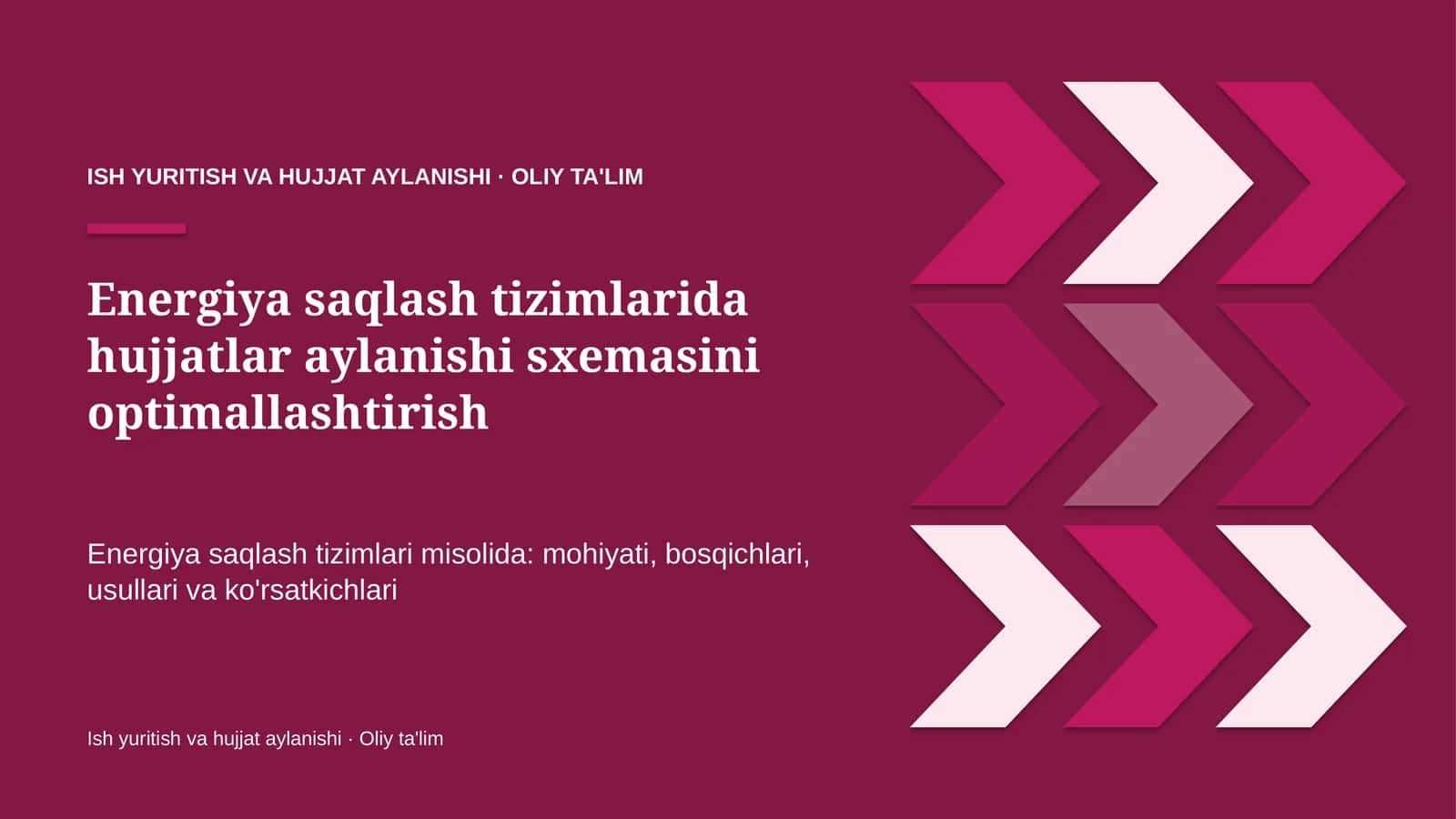 energiya saqlash tizimlarida hujjatlar aylanishi sxemasini optimallashtirish 8916