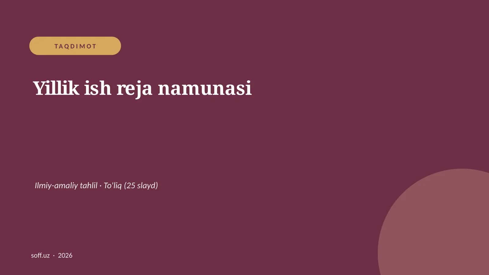 Yillik ish reja namunasi