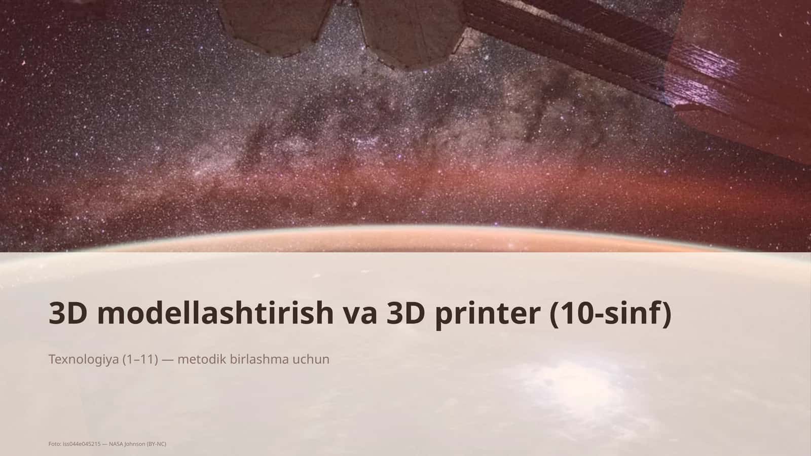 3D modellashtirish va 3D printer (10-sinf)