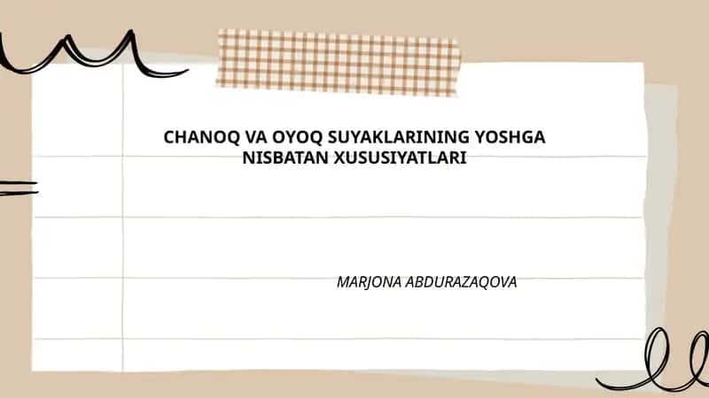 Chanoq va Oyoq Suyaklarining Yoshga Nisbatan Xususiyatlari