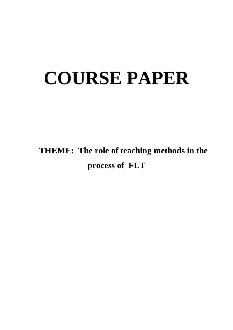 Teaching Methods in FLT