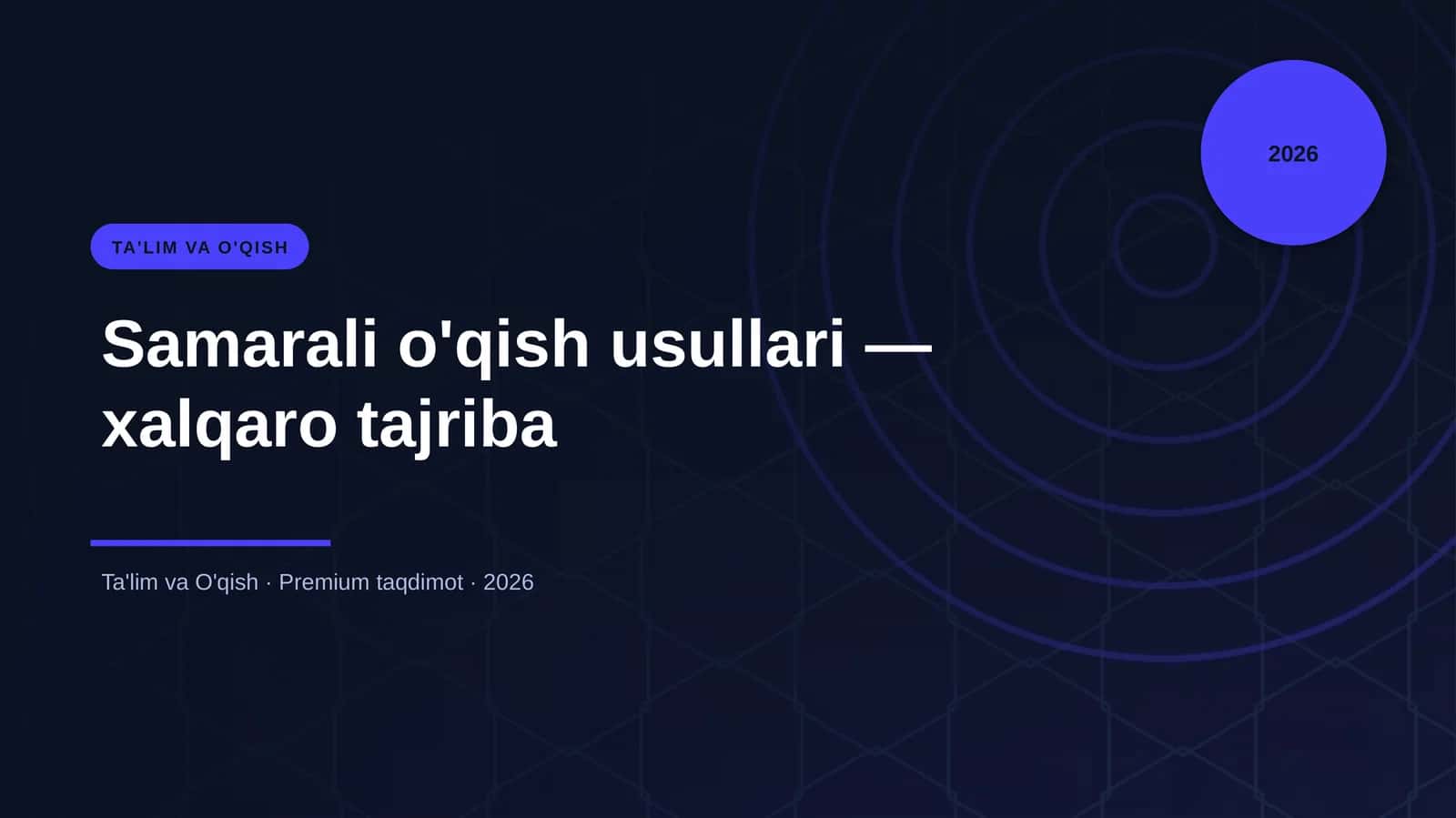Samarali o'qish usullari — xalqaro tajriba