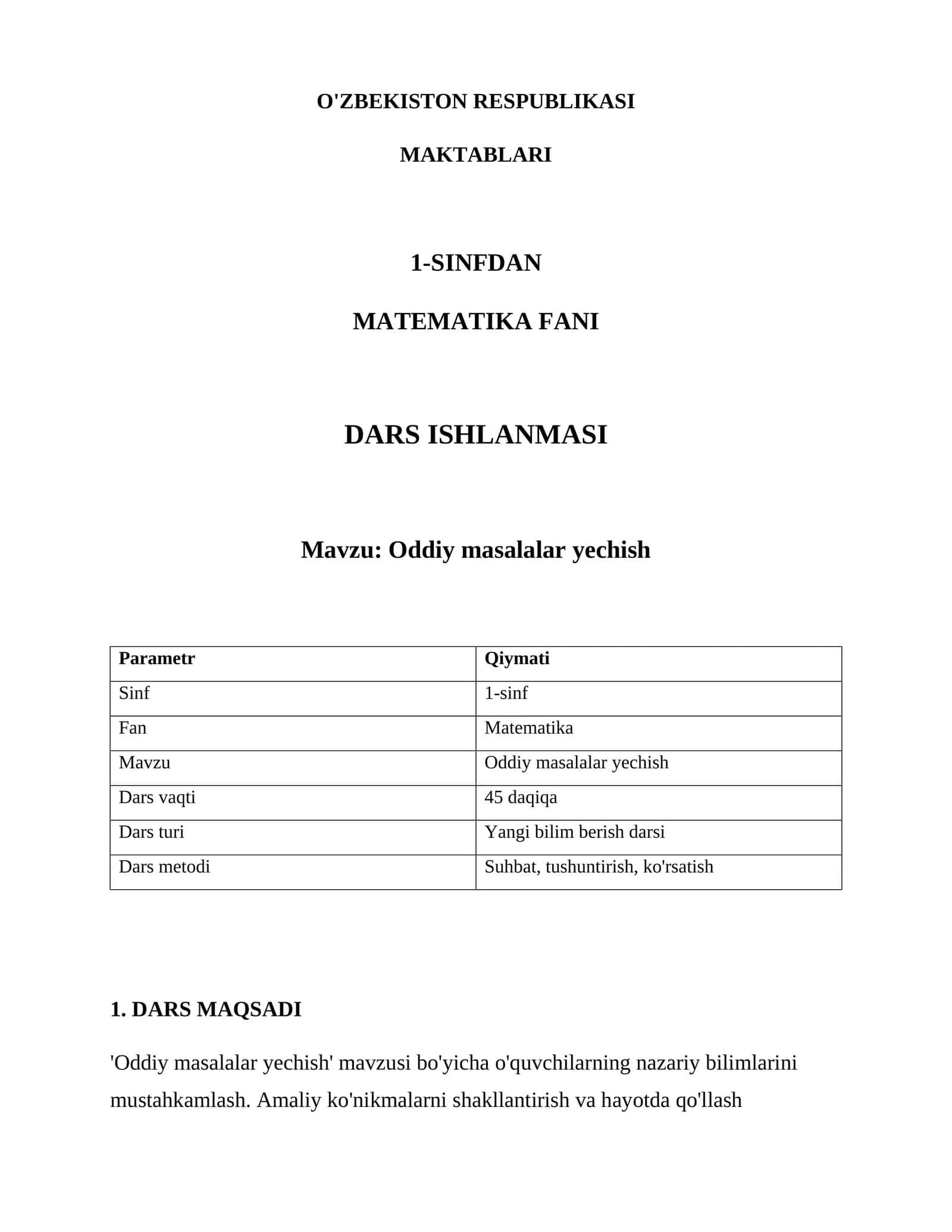 Oddiy masalalar yechish