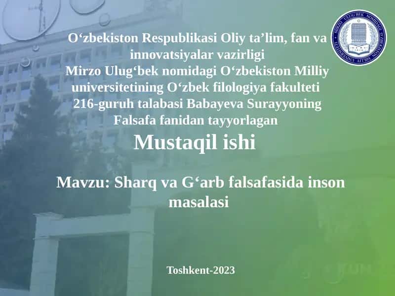 Sharq va G'arb falsafasida inson masalasi