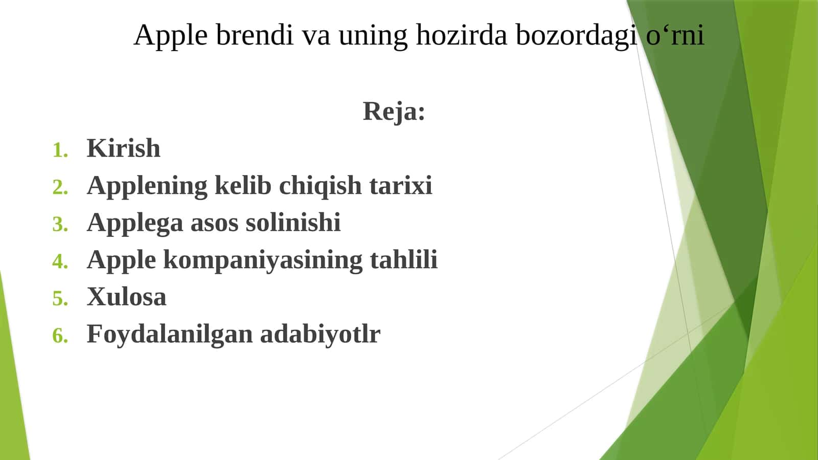 Apple brendi va uning hozirda bozordagi o‘rni