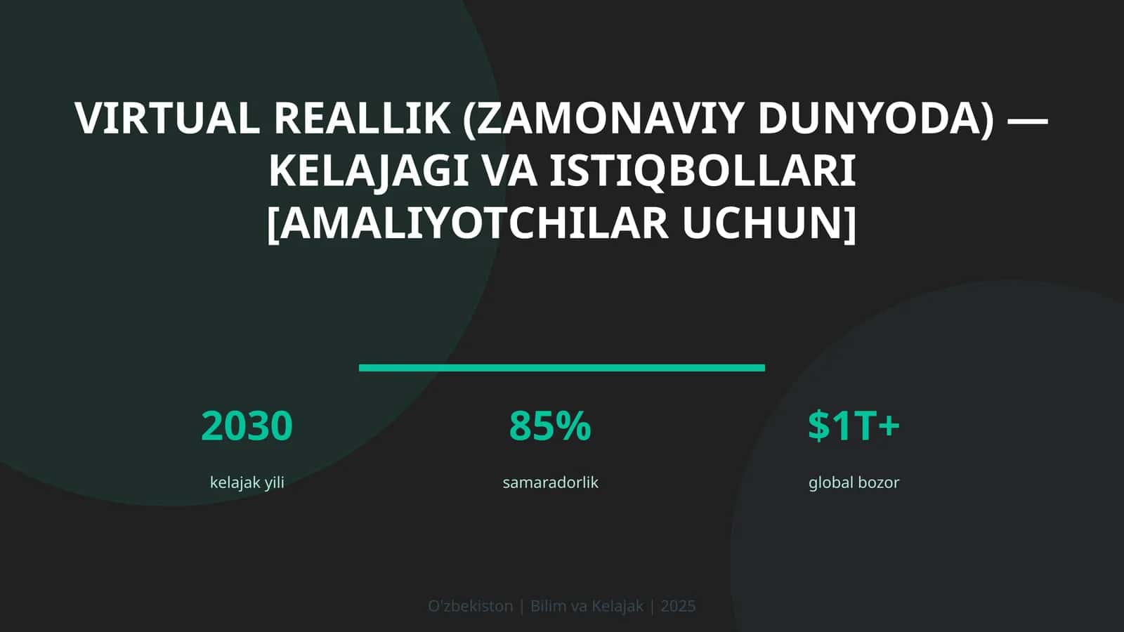 Virtual reallik (zamonaviy dunyoda) — kelajagi va istiqbollari [amaliyotchilar uchun]