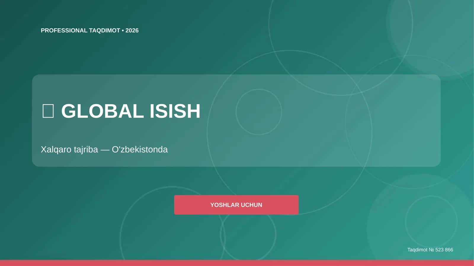 GLOBAL ISISH xalqaro tajriba (O'zbekistonda)