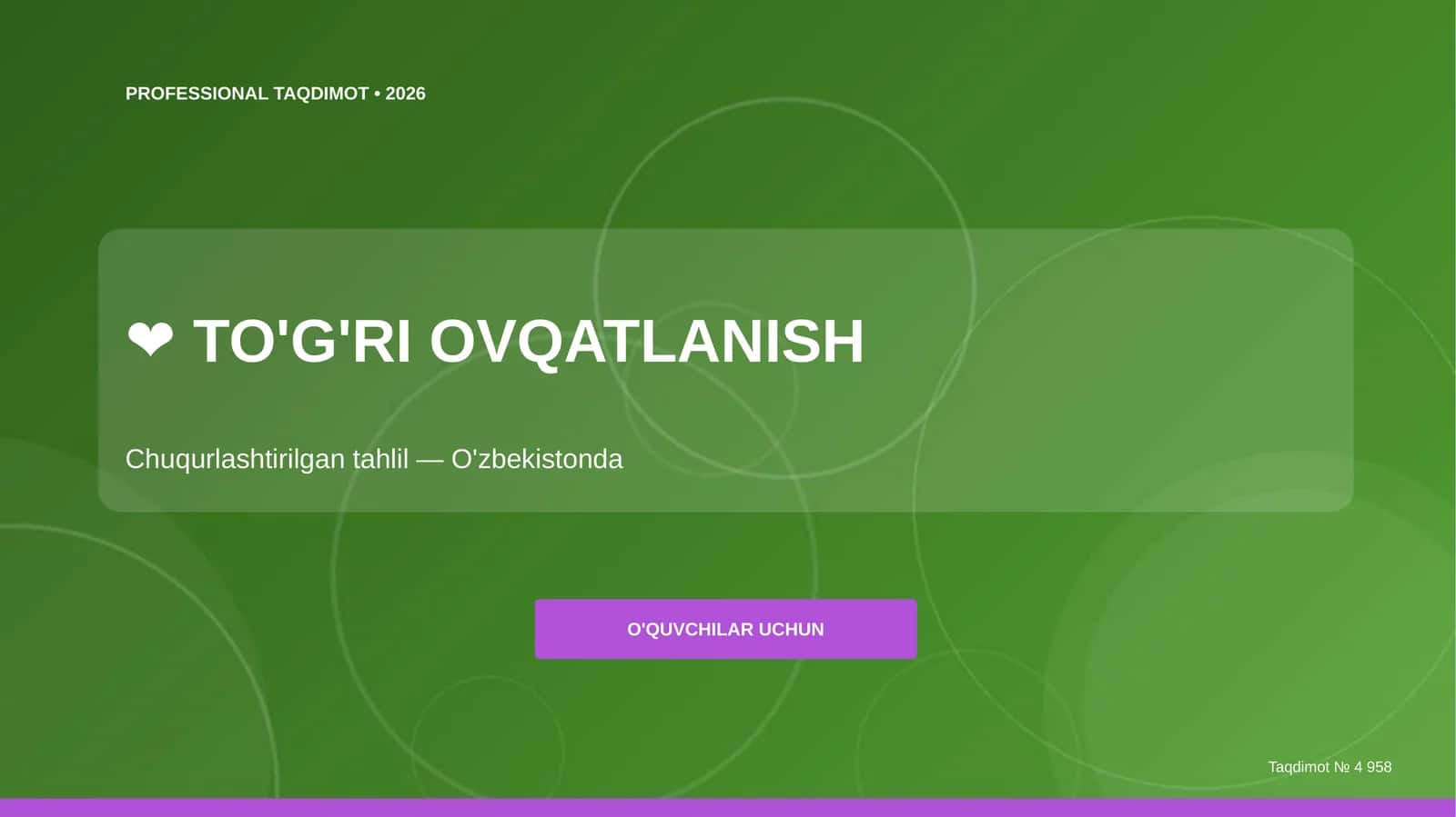 TO'G'RI OVQATLANISH