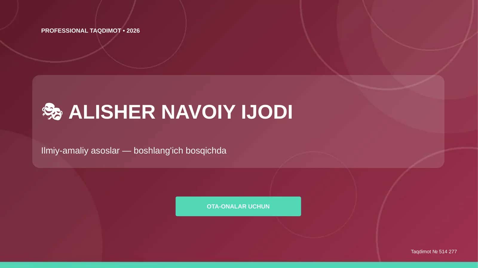ALISHER NAVOIY IJODI Taqdimot • 2026