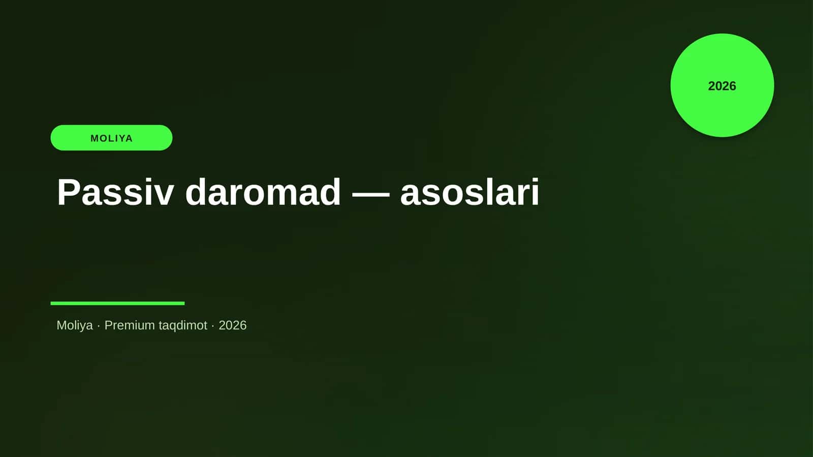 Passiv daromad — asoslari