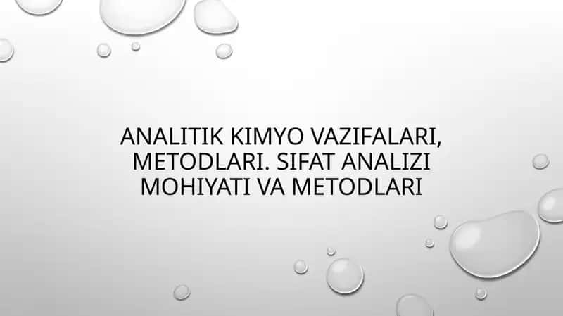 Analitik kimyo va vazifalari