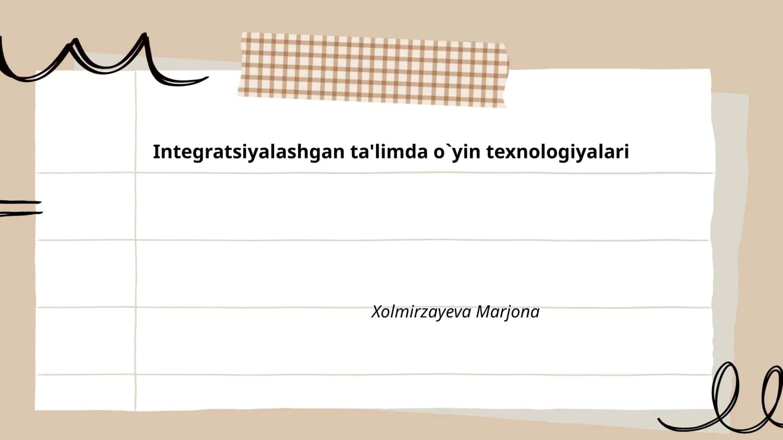Integratsiyalashgan ta'limda o`yin texnologiyalari