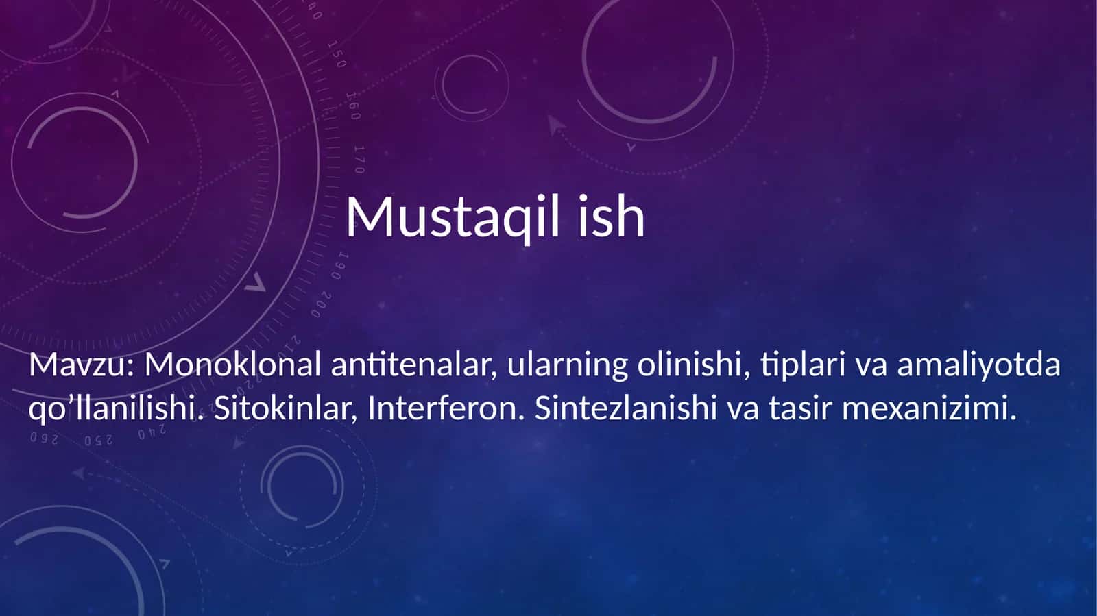 Monoklonal antitenalar, ularning olinishi, tiplari va amaliyotda qo’llanilishi. Sitokinlar, Interferon. Sintezlanishi va tasir mexanizimi