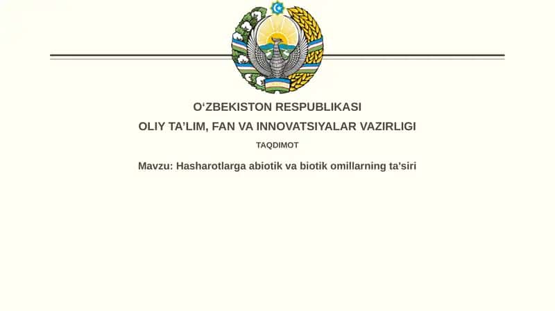 Hasharotlarga abiotik va biotik omillarning ta'siri