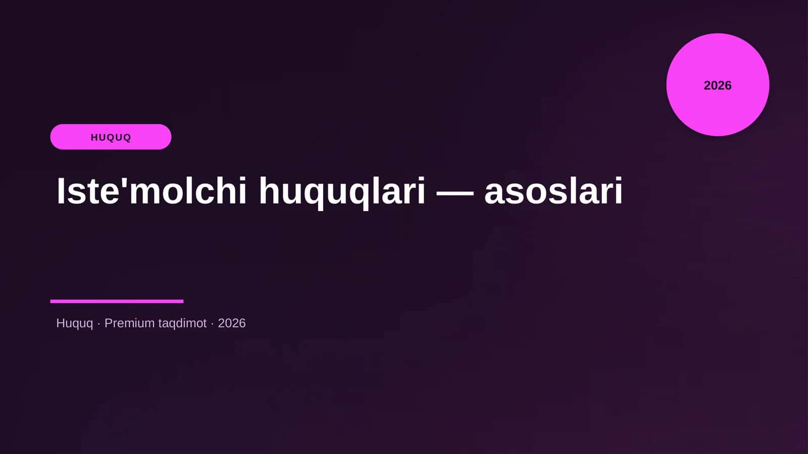 Iste'molchi huquqlari — asoslari
