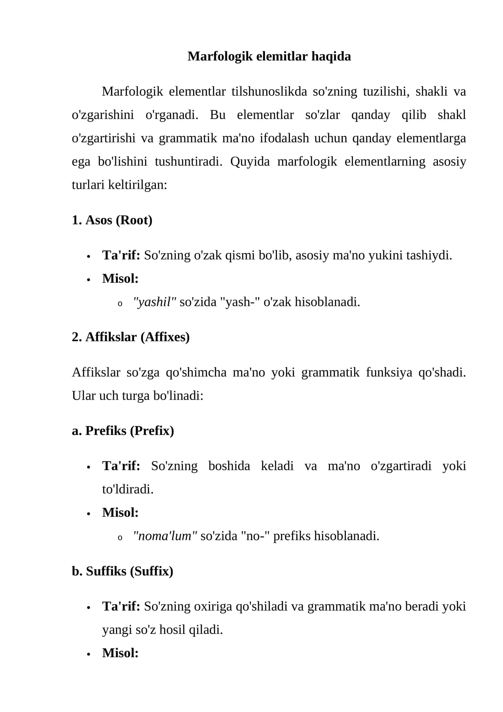 Marfologik elemitlar haqida