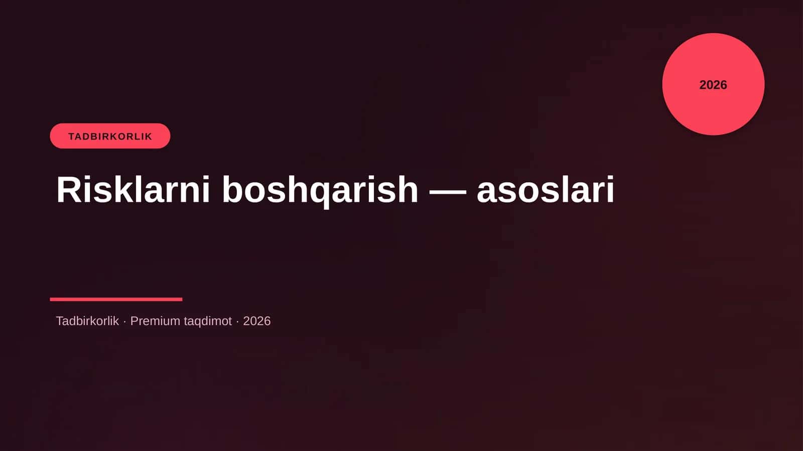 Risklarni boshqarish — asoslari