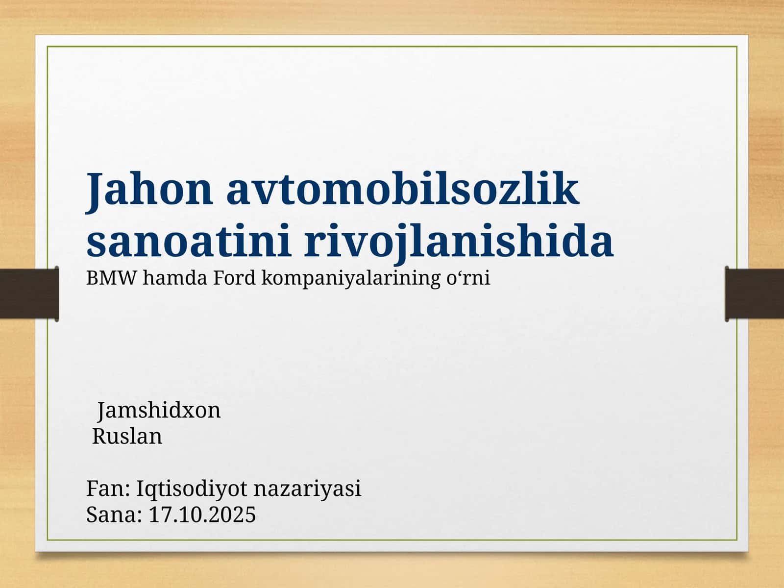 Avtomobilsozlikning tarixiy rivoji