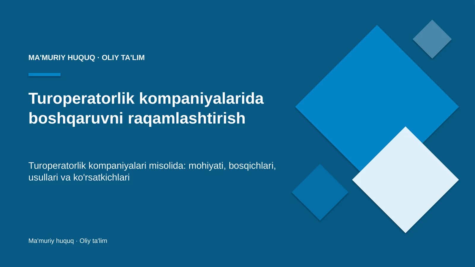 Turoperatorlik kompaniyalarida boshqaruvni raqamlashtirish