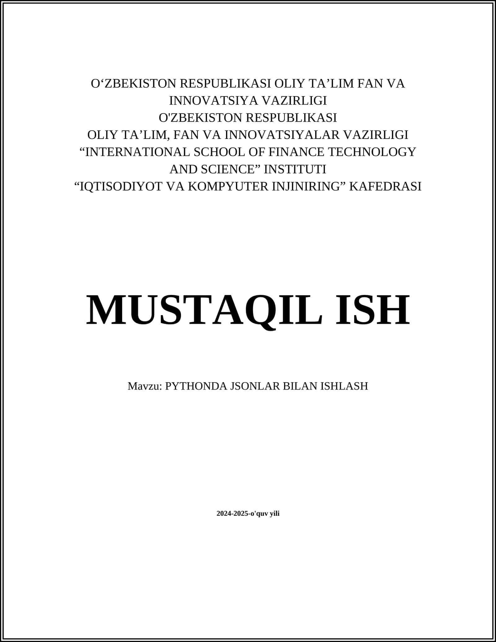 PYTHONDA JSONLAR BILAN ISHLASH