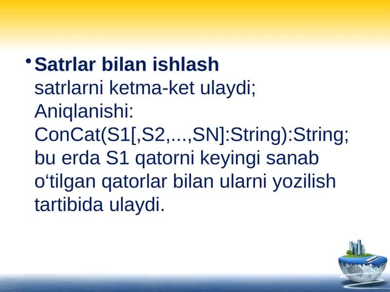Satrlar bilan ishlash