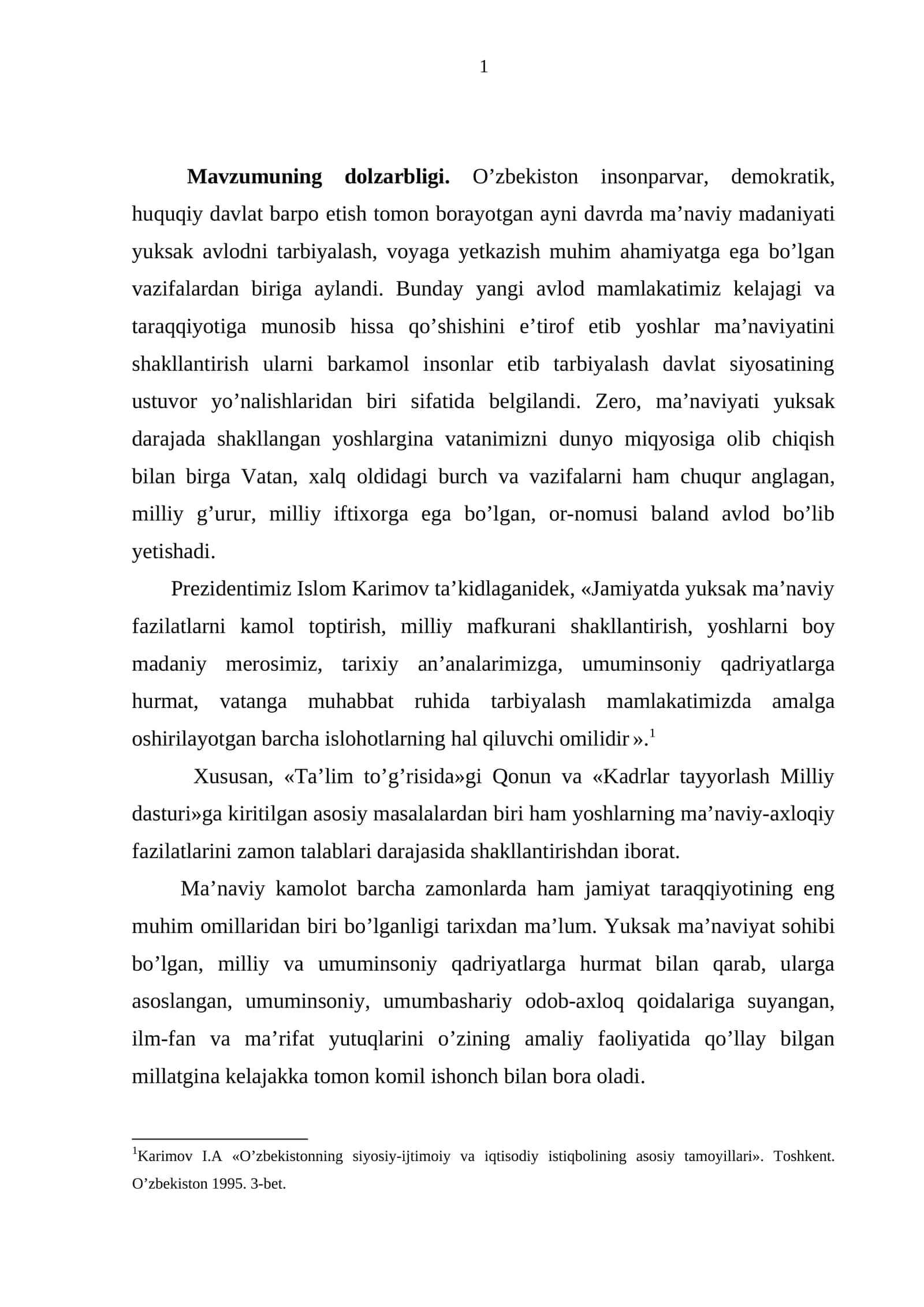 Mavzumuning dolzarbligi
