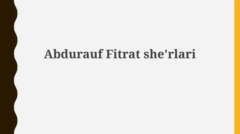 Abdurauf Fitratshe'rlari